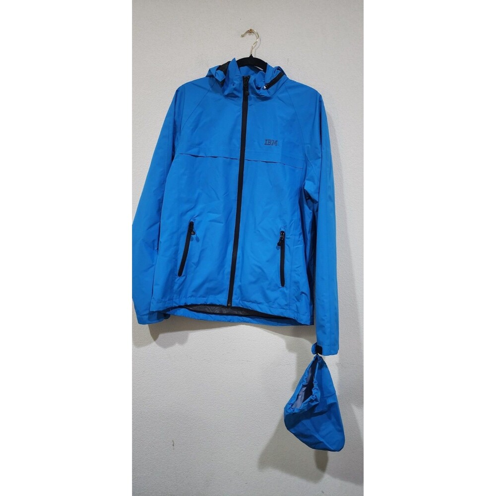 Port Authority IBM Logo Blue Jacket Mens Size M Removable Hood